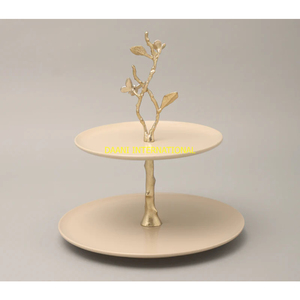 Two-<b>Tier</b> <b>Cake</b> <b>Stand</b> with Golden Branch Butterfly & Flower Design Elegant Dessert <b>Stand</b> for Serving <b>Cakes</b> Pastries Snacks <b>Stand</b> - Product Image 4