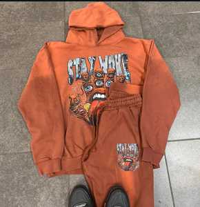 ชุดวอร์มผ้าคอตตอนสำหรับผู้ชายชุดวอร์มผ้าฝ้ายแบบมีฮู้ดและซักแบบสีซีดไม่ซีดสามารถกำหนดโลโก้ได้ตามต้องการ - Product Image 3