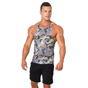 Quick Dry <b>Men's</b> Sporty Gym Tank Tops Custom Printed with Logo Label Breathable Polyester <b>Stretchy</b> Fabric Reliable Design Fit - Product Image 6