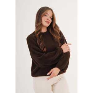 Suéter Holgado y Esponjoso Color Café para Mujer, Venta al Por Mayor - Product Image 5