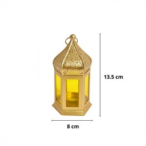 โคมไฟแก้ว + โลหะสำหรับตกแต่งสไตล์โมรอคโคพร้อมกระจกนูนสำหรับเทศกาลดิวาลีงานคริสต์มาสงานแต่งงานและตกแต่งบ้าน - Product Image 2