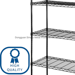 Étagères en fil d'acier classiques à 5 niveaux, 30 po de largeur x 14 po de profondeur, finition chromée noire, surface peinte, unité de stockage industrielle, résistance à la corrosion - Product Image 6