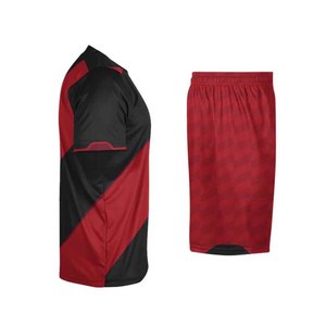 Conjunto de Camiseta de Fútbol para Hombre, Rojo y Negro con Rayas Diagonales, Sublimada, Número Personalizado, Secado Rápido, Poliéster, Uniformes para Adultos, Corte Regular - Product Image 4
