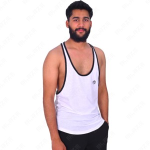 Chaleco de gimnasio de algodón GSM 230 para hombre, camiseta sin mangas Lisa con logotipo personalizado para culturismo y Fitness con ribete de contraste - Product Image 3