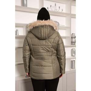 Chaqueta Acolchada con Forro RMG para Mujer, Talla Grande, Resistente al Agua y al Viento, Capucha Desmontable, Ropa de Invierno Verde Menta - Product Image 5