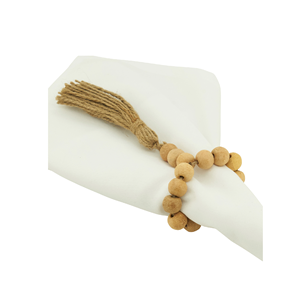 Servilletero con cuentas de madera, borlas, cuentas de granja, decoración de país, cuentas de oración, decoración colgante de pared, servilleteros - Product Image 2