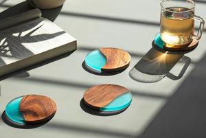 Best Quality Resin Coaster Tabletop <b>Wood</b> <b>Placemats</b> Coaster for Tea Coffea Mug Glass Coaster Modern luxury home table Decor - Product Image 4