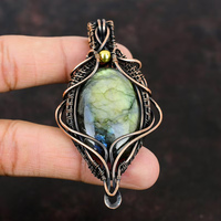 Impressionnant pendentif Labradorite fait main 30To35mm Coper ovale forme lunette ensemble pour ensemble de bijoux de mode pour cadeau joyeux anniversaire