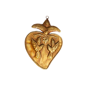 Oro Acabado Metal Sagrado Corazón Pájaro Patrón Colgante Milagros Sagrado Corazón Para Pared Decorativo Católico Regalo y Decoración - Product Image 1