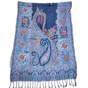 ผ้าคลุมไหล่ขนสัตว์สีฟ้าอ่อนผ้าพันคอยาวพิมพ์ลายให้ความอบอุ่นผ้าหนาสำหรับฤดูหนาว - Product Image 6