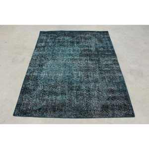 Alfombra Turca Vintage de 4.3x5.4 pies (130x166 cm), Alfombra Azul con Diseño Floral - Product Image 1