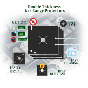 غطاء الموقد لحماية موقد الموقد يعمل بالغاز مجموعة واقيات توب الموقد باللون الأسود - Product Image 3