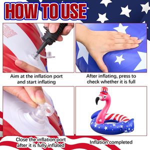 American Flag <b>Inflatable</b> Flamingo Pool Float 45 Inch Swim Tube Ring Red White Blue <b>Large</b> Raft for Summer Lake Beach Pool Party - Product Image 3