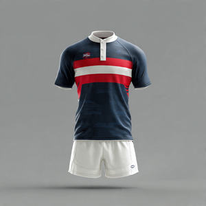 Uniformes de rugby, nom d'équipe personnalisé, maillot de football, ensemble de shorts, 100% polyester, uniforme de rugby unisexe - Product Image 4