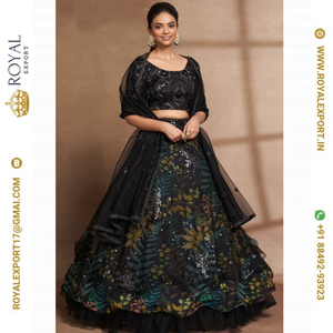 New Exclusive Organza and <b>Net</b> <b>Fabric</b> With Beautifully Designed Sequence Embroidered Work Lehenga Choli Collection - Product Image 3