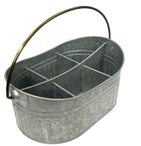 Galvanized Utensil Caddy Wholesale Supplier Galvanized Metal <b>Storage</b> Farmhouse Flatware Condiments Party Cutlery - Product Image 2