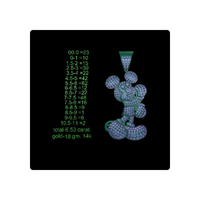 Pendentif Mickey Mouse en or rose 14kt avec diamants Vs Si fabriqués en 4.50 ct.