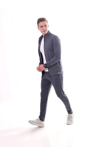 Sweat-shirt à fermeture éclair pour homme, automne-hiver, veste de jogging, pantalon polyvalent, tenue de sport confortable pour tous les jours - Product Image 3