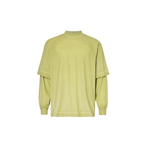 เสื้อยืดคอกลมทรงหลวมแบบดรอปโชว์เดอร์สำหรับผู้ชาย ผ้าคอตตอนเจอร์ซีย์ 100% เสื้อยืดสองชั้น ทรงบ็อกซี่ ล้างสีแบบแอซิดวอช  เสื้อยืดเปล่าไม่มีลาย - Product Image 1