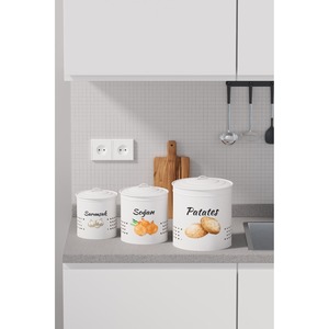 Cubo de Almacenamiento de Metal Blanco de 3 Niveles para Papas, Cebollas y Ajos con Tapa Metálica (Blanco/Blanco) - Product Image 6