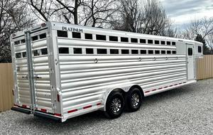 Top Quality Long Last Platinum Aluminum Livestock <b>Trailer</b> Dual Axle With Ventilated Sides And Red Reflectors - Product Image 5