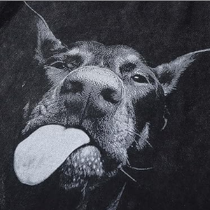 Camiseta de algodón 100% con lavado ácido y cuello redondo de alta calidad para hombre, logotipo personalizado, patrón sólido, serigrafía de longitud larga, venta al por mayor - Product Image 4