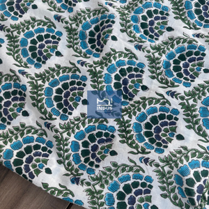 Tela de algodón estampada azul Bloque de mano Tela de algodón estampada vestido marcial - Product Image 6