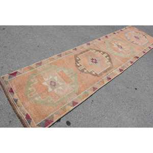 Alfombra de 2.8x11.2 pies, Alfombra Herki Vintage, Alfombra Marroquí de Lana Marrón Turca - Product Image 2