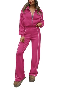 Solid Color Cotton 2 Piece <b>Sweat</b> <b>Set</b> Crop Hoodies Joggers Pants Tracksuits for Women 2026 - Product Image 3