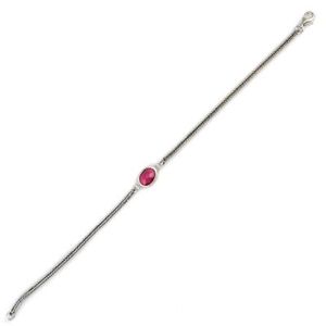 925 Sterling Silver Ruby Colored Stone Fox Tail Chain <b>Bracelet</b> Fine Link Chain & <b>Bracelet</b> - Product Image 3