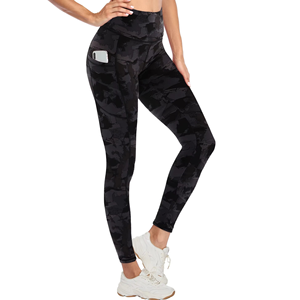 Pantalones de Yoga de bolsillo de gimnasio de punto sin costuras para mujer, mallas ajustadas de cintura alta para correr, pantalones de Fitness de Color personalizado - Product Image 1