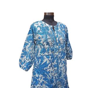 Maxivestidos de algodón con estampado Floral de talla grande para mujer, diseño Floral indio, ropa cómoda con estampado Floral para mujer - Product Image 4