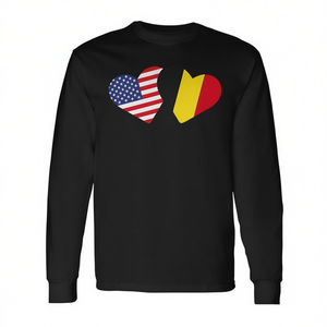Camiseta de manga larga con bandera de Bélgica y Estados Unidos, diseño de corazón, para amantes de Bélgica y Estados Unidos, linda - Product Image 2