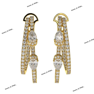 Pendientes de Plata con Moissanita en Forma de Gota, Diseño de Doble Línea con Forma de Pera, Pendientes de Lujo Brillantes para Mujer - Product Image 2