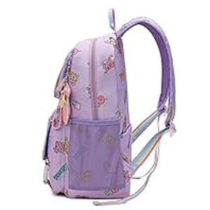 Mochila escolar morada pequeña para niños con bonitas imágenes impresas, mochilas escolares para niñas - Product Image 4