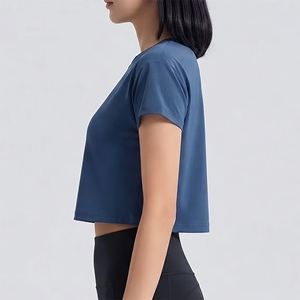 Hot Selling Premium Quality Solid Color Crew <b>Neck</b> Crop <b>Top</b> Fit T-Shirt Custom Printing logo Hip Hop style Women's T-Shirt - Product Image 5