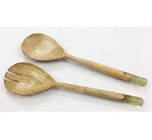 Juego de cubiertos hechos a mano de acero inoxidable con mango de resina epoxi, tenedor, cucharas, uso doméstico y de restaurante, buena calidad - Product Image 5