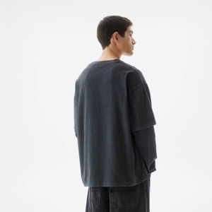 Camiseta Vintage de Alta Calidad con Cuello Redondo, Holgada, de Secado Rápido, Hombros Caídos, 100% Algodón, Doble Capa, Mangas Largas, en Oferta - Product Image 5