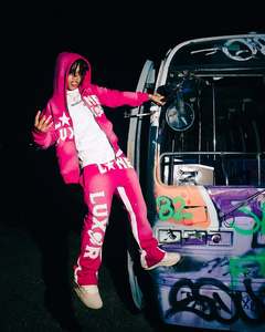 ชุดวอร์มสำหรับผู้ชายโอเวอร์ไซส์แบบกำหนดเองซักแบบมีซิปมีฮู้ดและกางเกงวอร์มทรงถุงมีลายปัก - Product Image 5