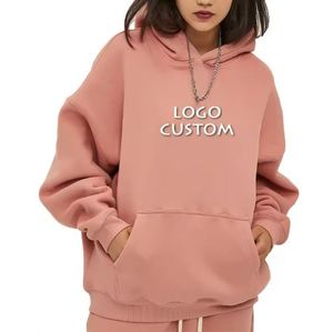 Mode décontracté surdimensionné couleur unie femmes sweats à capuche personnalisés 350g Plus polaire épaissi lâche femmes sweats à capuche - Product Image 3