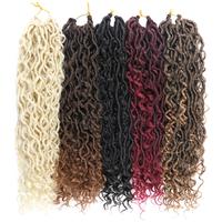 Extensions de cheveux synthétiques tressées en boîte de 18 pouces, style River Locs, avec pointes bouclées bohèmes, couleur ombrée, pour femmes noires