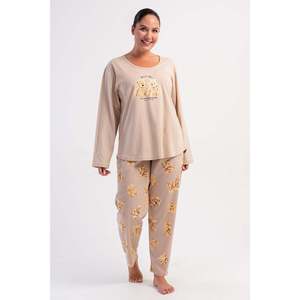 KADIN P.SUPREM XXL O YAKA UZUN KOL ETEGI OVAL PIJAMA TAKIM - สีชมพูอ่อน - สีชมพูอ่อน - Product Image 2