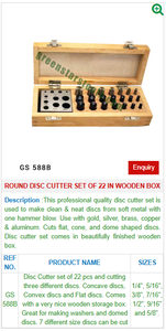 Round Disc Cutter <b>Set</b> of 22 in Wooden <b>Box</b> GS 588B Jewelry <b>Tools</b> for Jewellery <b>Tools</b> - Product Image 2