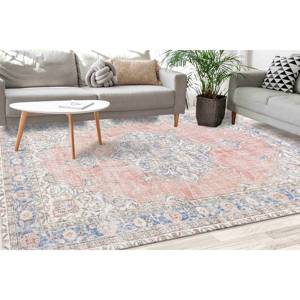 Alfombra Turca Medallion: Alfombra Decorativa Antideslizante, Alfombra Estampada, Alfombra Suave con Pelo Largo - Product Image 1