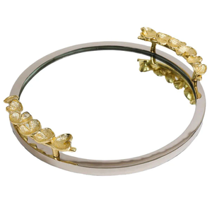 Aluminum Metal Oval Shape <b>Gold</b> Plated <b>Serving</b> <b>Tray</b> Fancy Style Luxury Handmade Hot Selling Excellent Quality - Product Image 5