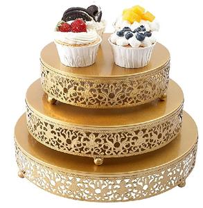 Ensemble de 3 supports de service à gâteaux en métal noir, finition Antique, tasse ronde en métal, support de serveur de gâteaux aux fruits, support de gâteau Design fait à la main - Product Image 5