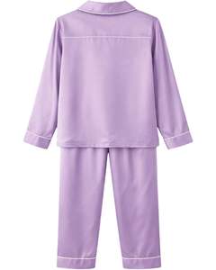Manufacturer <b>Women</b> Lavender Satin <b>Silk</b> <b>Pajama</b> Set Button Down Long Sleeve Sleepwear Luxury Soft Shiny Nightwear Loungewear - Product Image 3