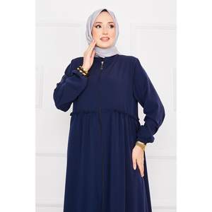 Ropa DE SEGURIDAD Abaya Hijab con cordón de manga elástica Azul Marino - Product Image 4