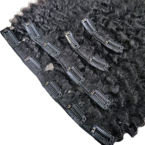 Extensiones de cabello humano con clip, rizado, negro, Remy, cabello indonesio, puntas completas, de una sola capa. - Product Image 5
