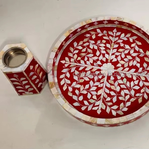 Vente en gros de plateau de décoration en nacre avec boîte à bijoux et brûleur Bakhoor d'Inde incrustation d'os à bas prix - Product Image 1